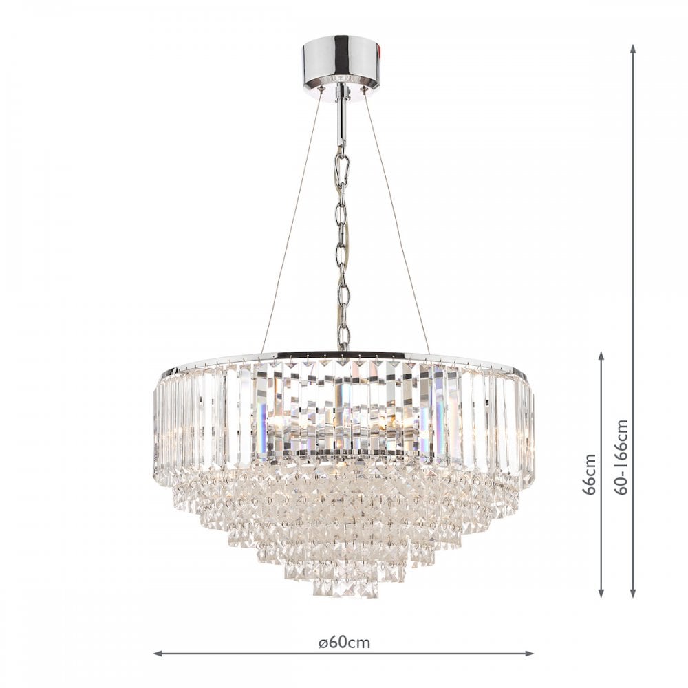 Vienna 9 Light Ceiling Chandelier In Polished Chrome Finish And Crystal Glass LA3603254-Q