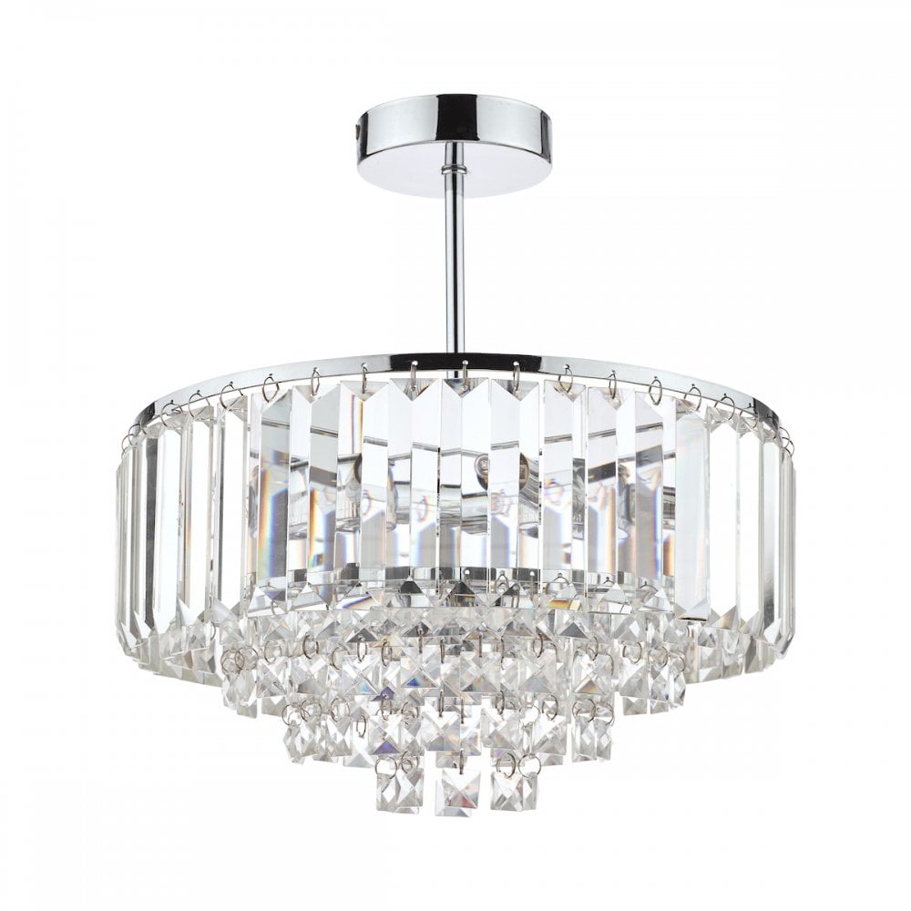 Vienna 3 Light Semi Flush Chandelier In Polished Chrome Finish And Crystal Glass LA3437217-Q