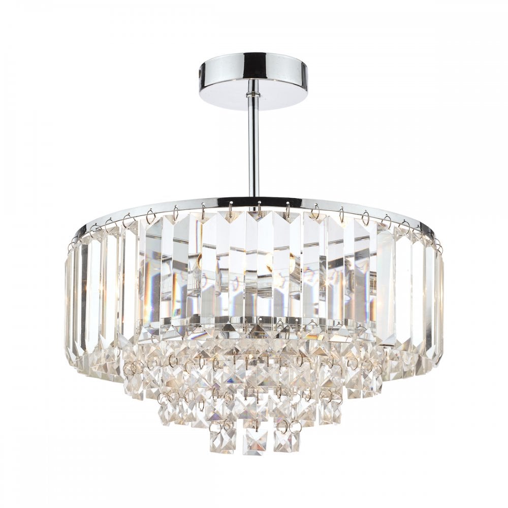 Vienna 3 Light Semi Flush Chandelier In Polished Chrome Finish And Crystal Glass LA3437217-Q