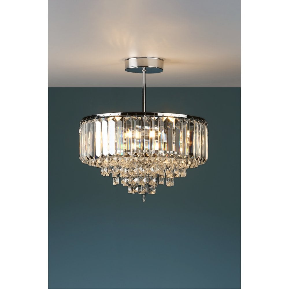 Vienna 3 Light Semi Flush Chandelier In Polished Chrome Finish And Crystal Glass LA3437217-Q