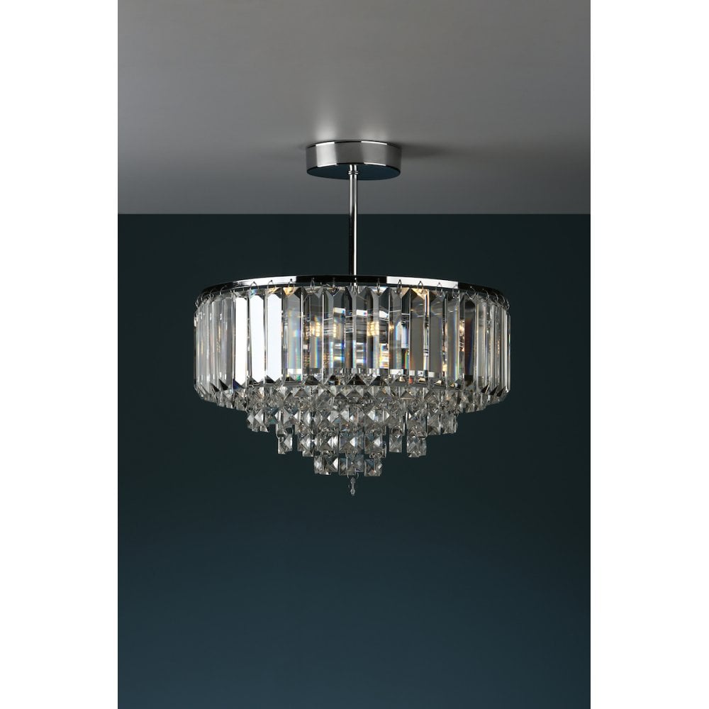 Vienna 3 Light Semi Flush Chandelier In Polished Chrome Finish And Crystal Glass LA3437217-Q