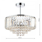 Vienna 3 Light Semi Flush Chandelier In Polished Chrome Finish And Crystal Glass LA3437217-Q