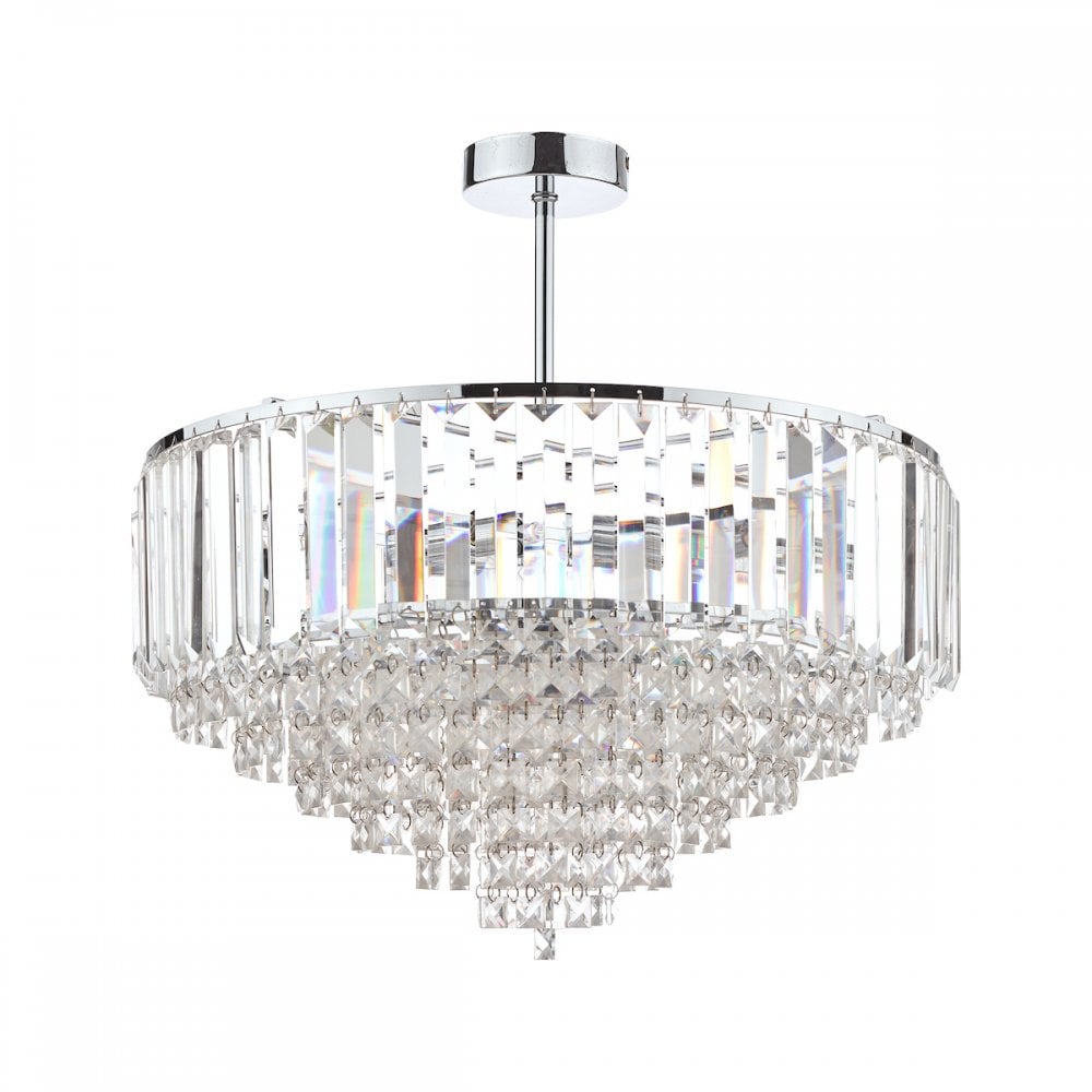 Vienna 5 Light Semi Flush Chandelier In Polished Chrome Finish And Crystal Glass LA3566049-Q