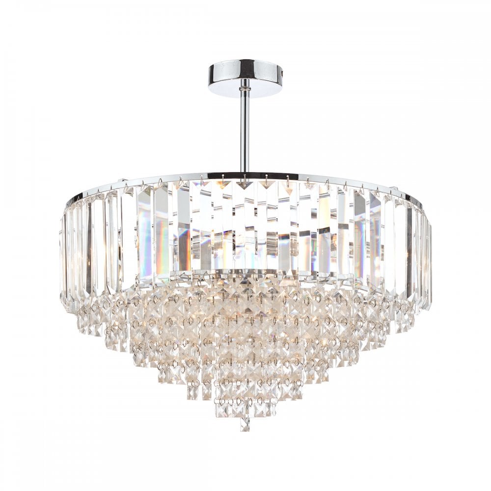 Vienna 5 Light Semi Flush Chandelier In Polished Chrome Finish And Crystal Glass LA3566049-Q