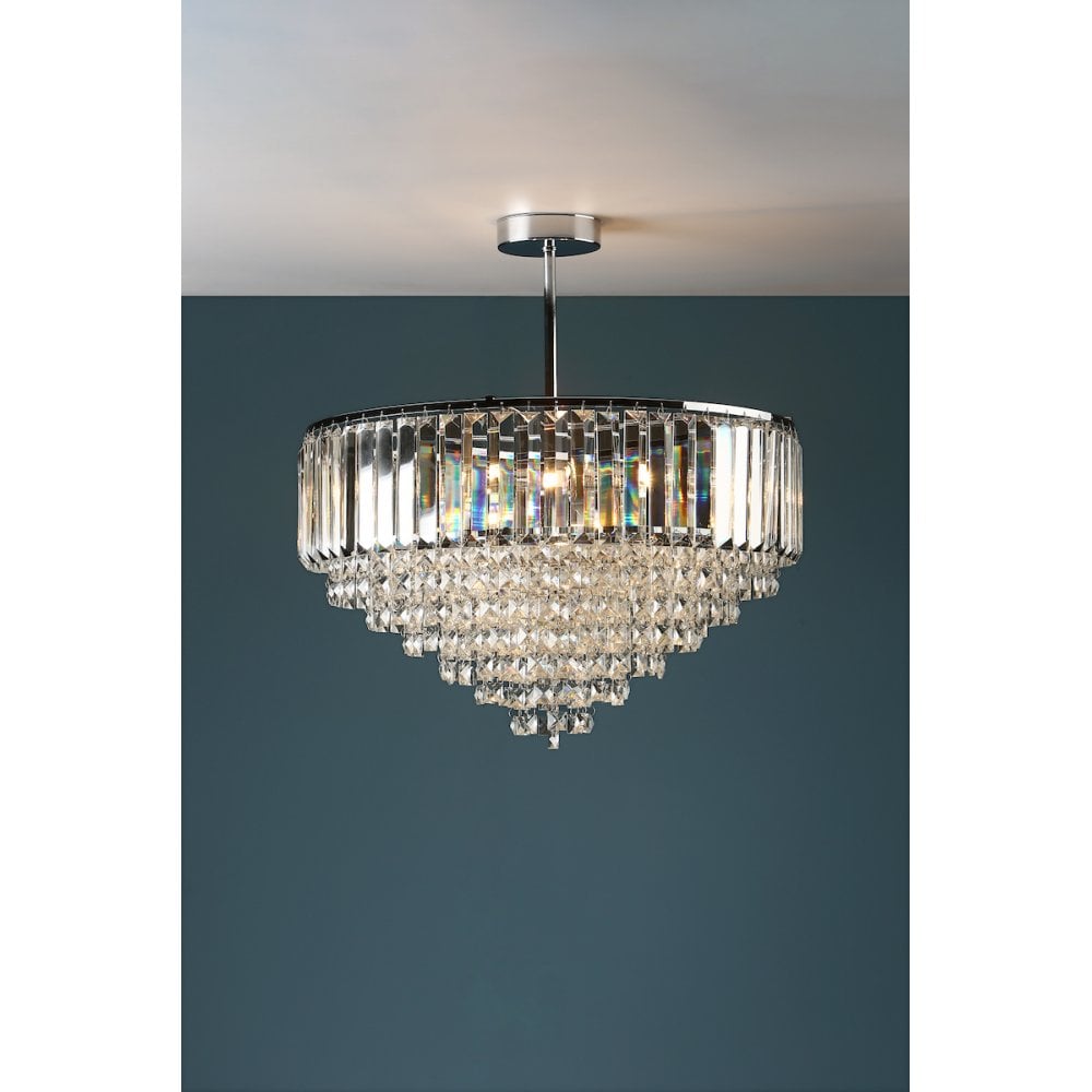 Vienna 5 Light Semi Flush Chandelier In Polished Chrome Finish And Crystal Glass LA3566049-Q