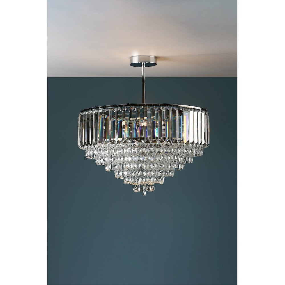 Vienna 5 Light Semi Flush Chandelier In Polished Chrome Finish And Crystal Glass LA3566049-Q