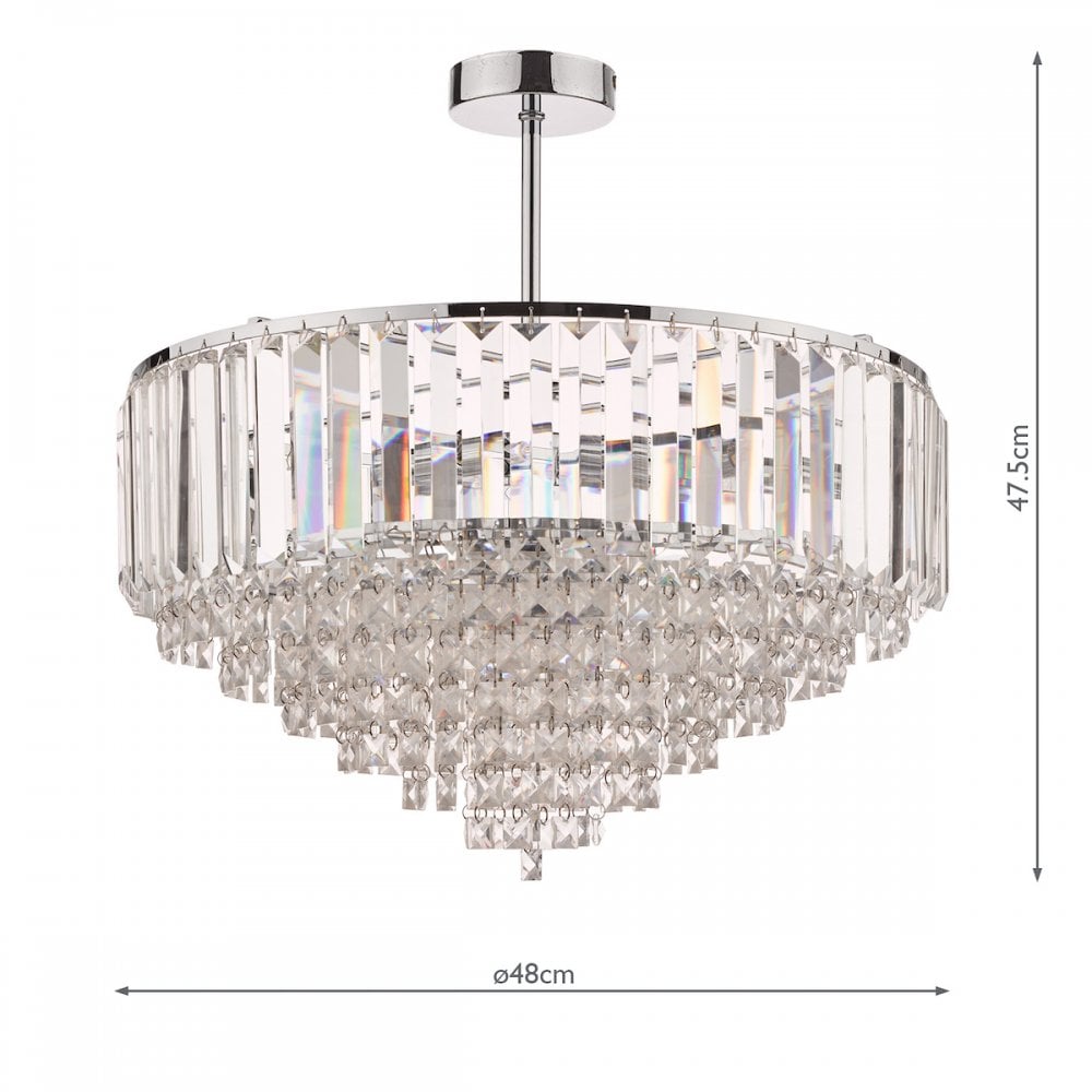Vienna 5 Light Semi Flush Chandelier In Polished Chrome Finish And Crystal Glass LA3566049-Q