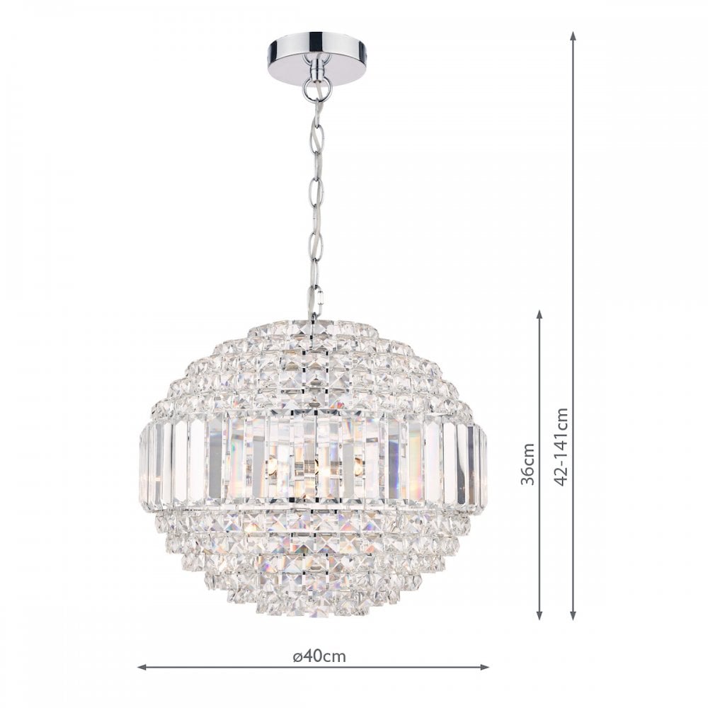 Vienna 5 Light Orb Ceiling Chandelier In Polished Chrome Finish And Crystal Glass LA3743651-Q