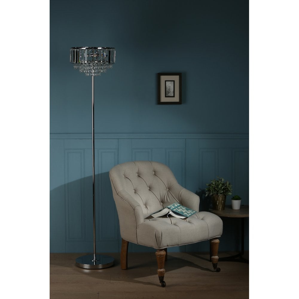 Vienna 3 Light Floor Lamp In Polished Chrome Finish And Crystal Glass LA3603227-Q