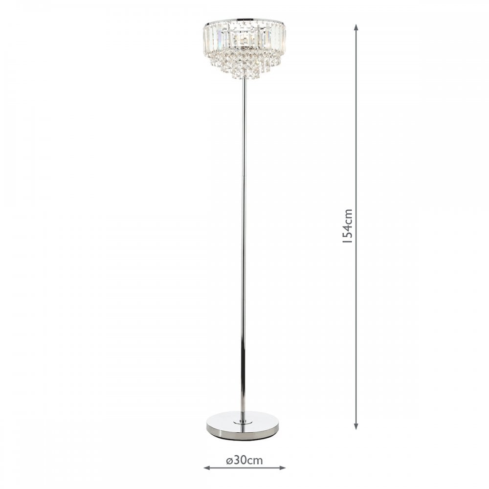 Vienna 3 Light Floor Lamp In Polished Chrome Finish And Crystal Glass LA3603227-Q