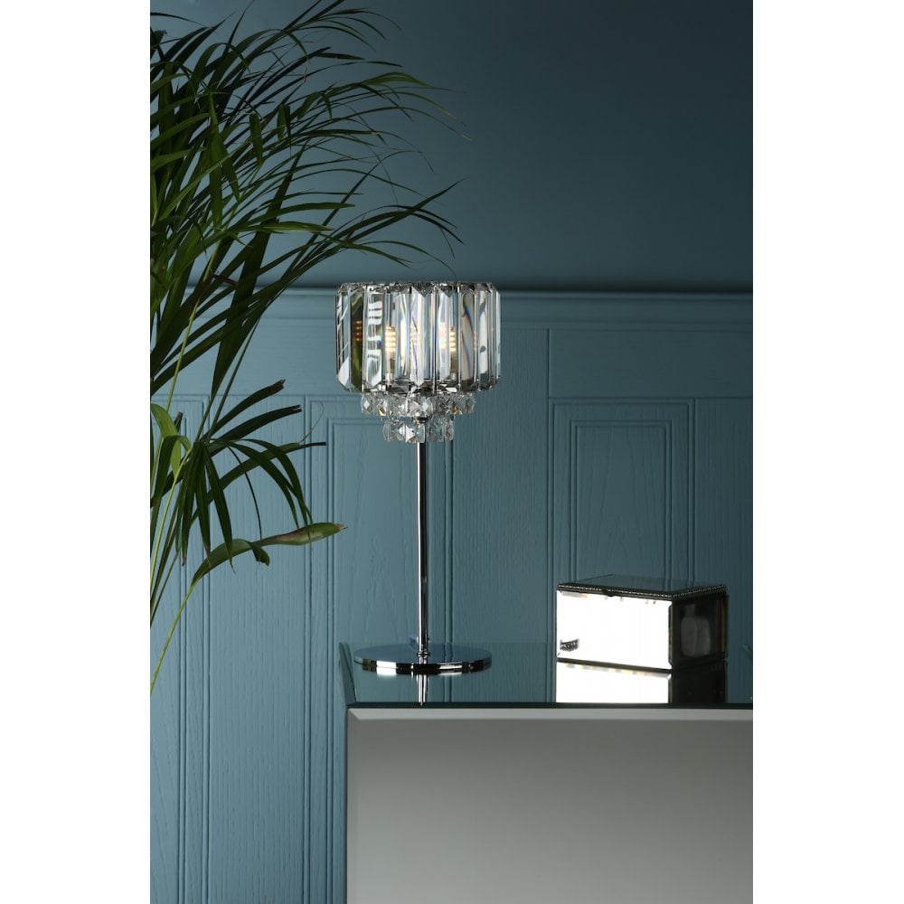 Vienna 1 Light Table Lamp In Polished Chrome Finish And Crystal Glass LA3569659-Q