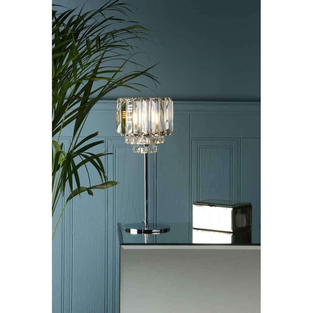 Vienna 1 Light Table Lamp In Polished Chrome Finish And Crystal Glass LA3569659-Q