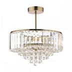 Vienna 3 Light Semi Flush Ceiling Light In Antique Brass Finish And Crystal Glass LA3599070-Q
