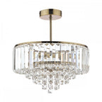 Vienna 3 Light Semi Flush Ceiling Light In Antique Brass Finish And Crystal Glass LA3599070-Q