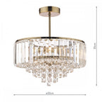 Vienna 3 Light Semi Flush Ceiling Light In Antique Brass Finish And Crystal Glass LA3599070-Q