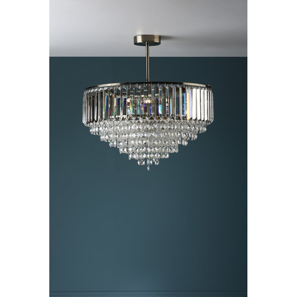 Vienna 5 Light Semi Flush Ceiling Light In Antique Brass Finish And Crystal Glass LA3637913-Q
