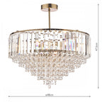 Vienna 5 Light Semi Flush Ceiling Light In Antique Brass Finish And Crystal Glass LA3637913-Q