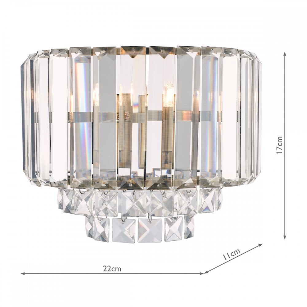 Vienna Wall Light In Antique Brass Finish And Crystal Glass LA3727747-Q