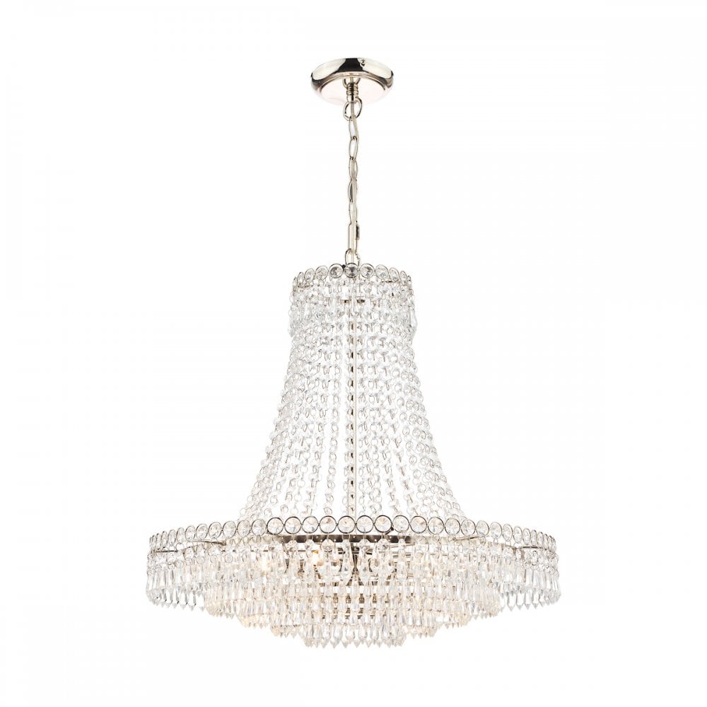 Enid Grand Ceiling Chandelier In Polished Nickel Finish And Crystal Glass LA3718230-Q