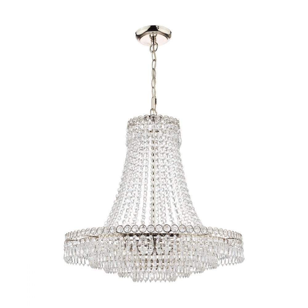 Enid Grand Ceiling Chandelier In Polished Nickel Finish And Crystal Glass LA3718230-Q