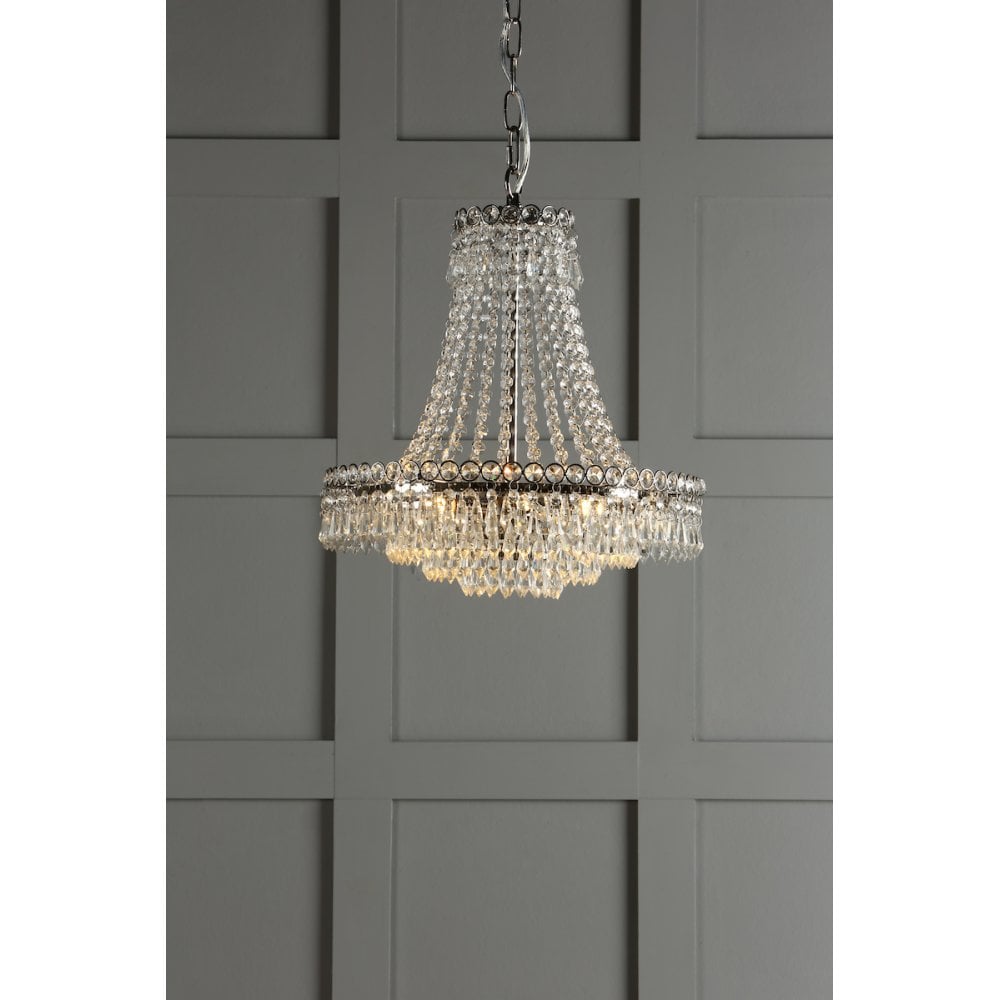 Enid Grand Ceiling Chandelier In Polished Nickel Finish And Crystal Glass LA3718230-Q