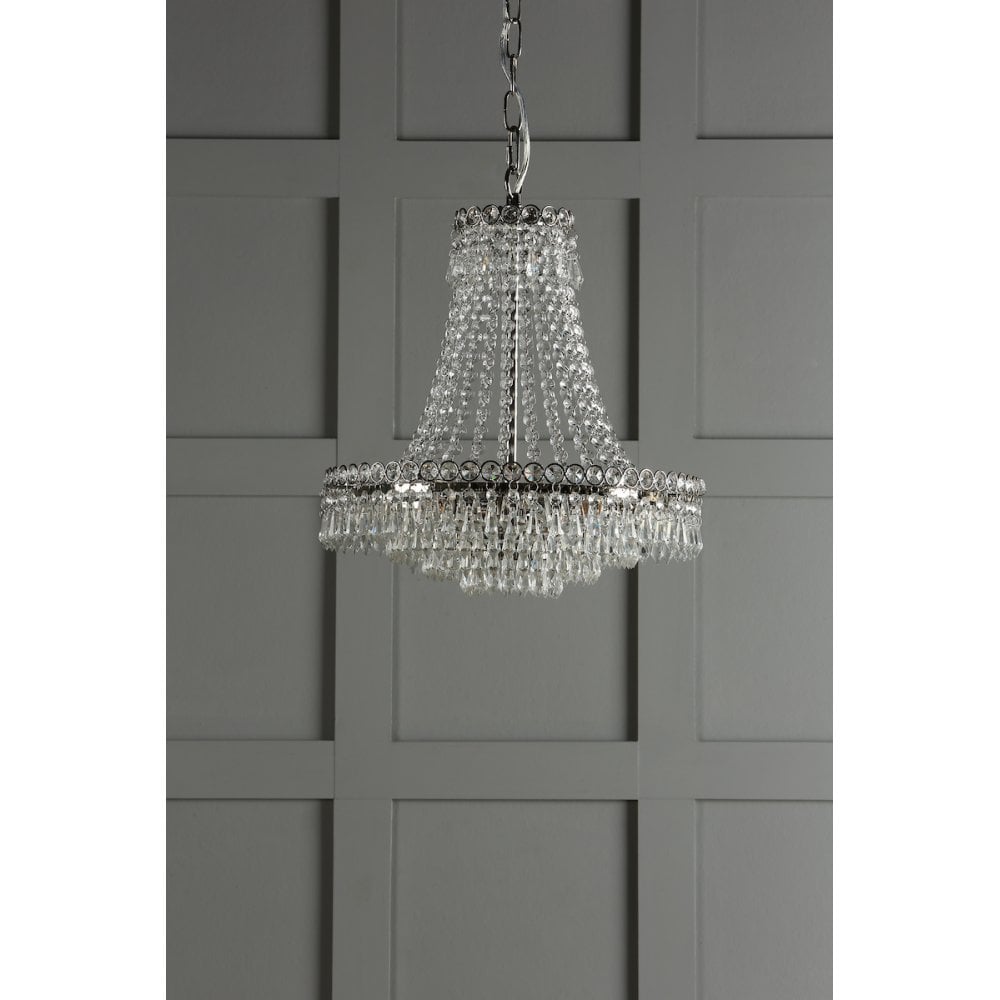 Enid Grand Ceiling Chandelier In Polished Nickel Finish And Crystal Glass LA3718230-Q