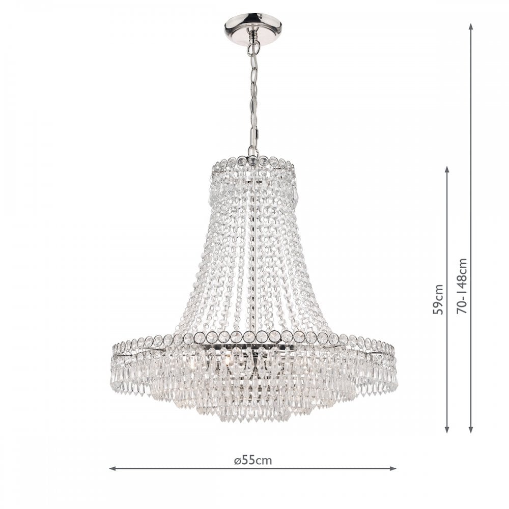 Enid Grand Ceiling Chandelier In Polished Nickel Finish And Crystal Glass LA3718230-Q