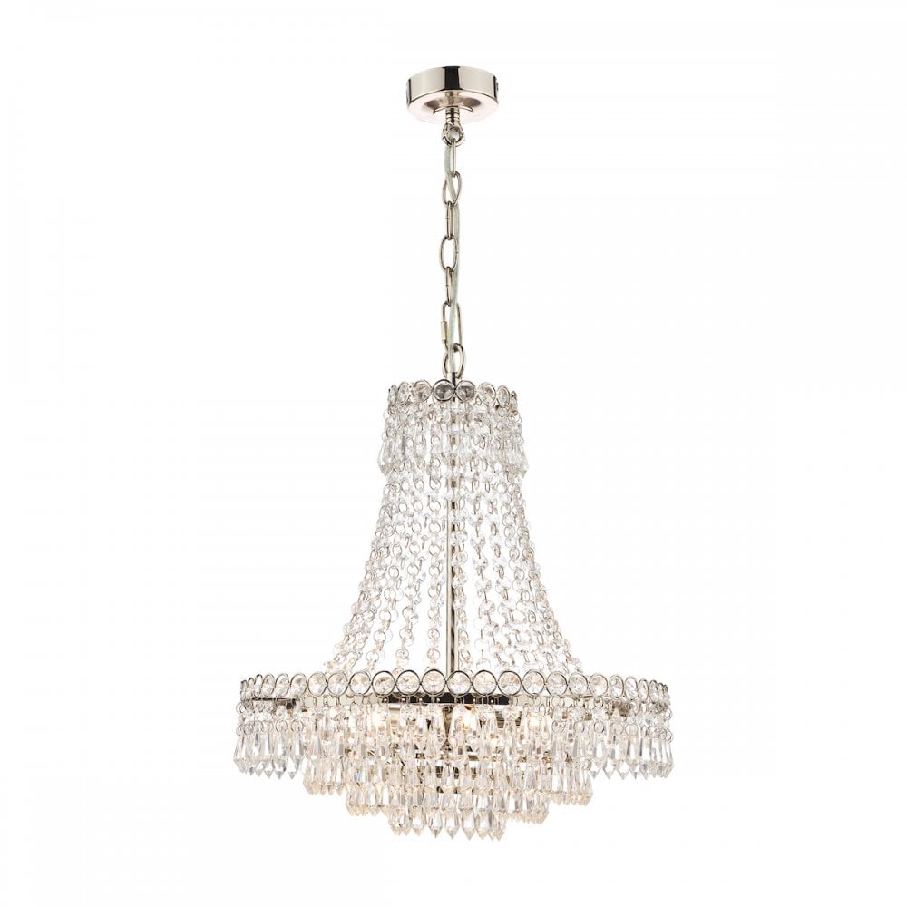 Enid Ceiling Chandelier In Polished Nickel Finish And Crystal Glass LA3691119-Q