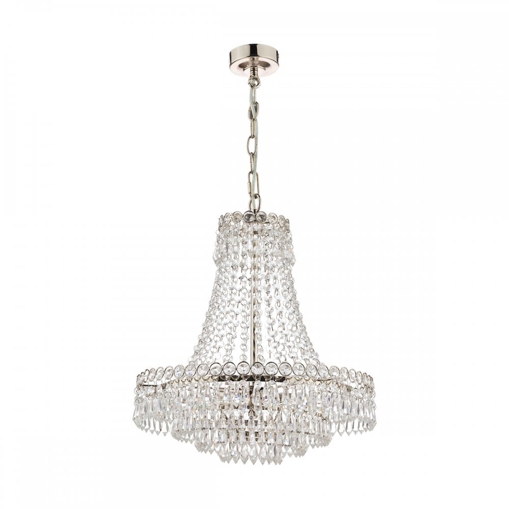 Enid Ceiling Chandelier In Polished Nickel Finish And Crystal Glass LA3691119-Q