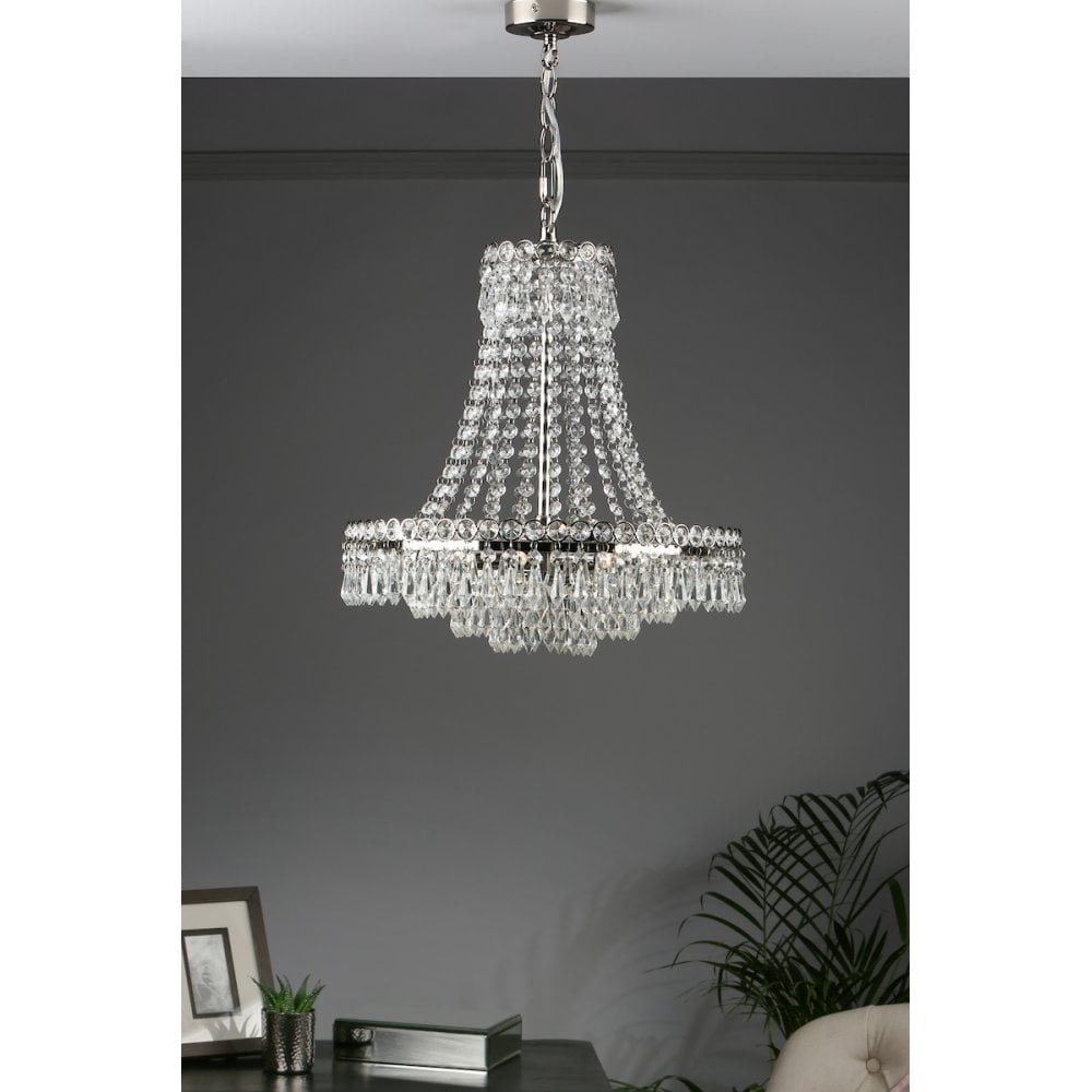 Enid Ceiling Chandelier In Polished Nickel Finish And Crystal Glass LA3691119-Q