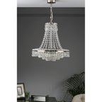 Enid Ceiling Chandelier In Polished Nickel Finish And Crystal Glass LA3691119-Q
