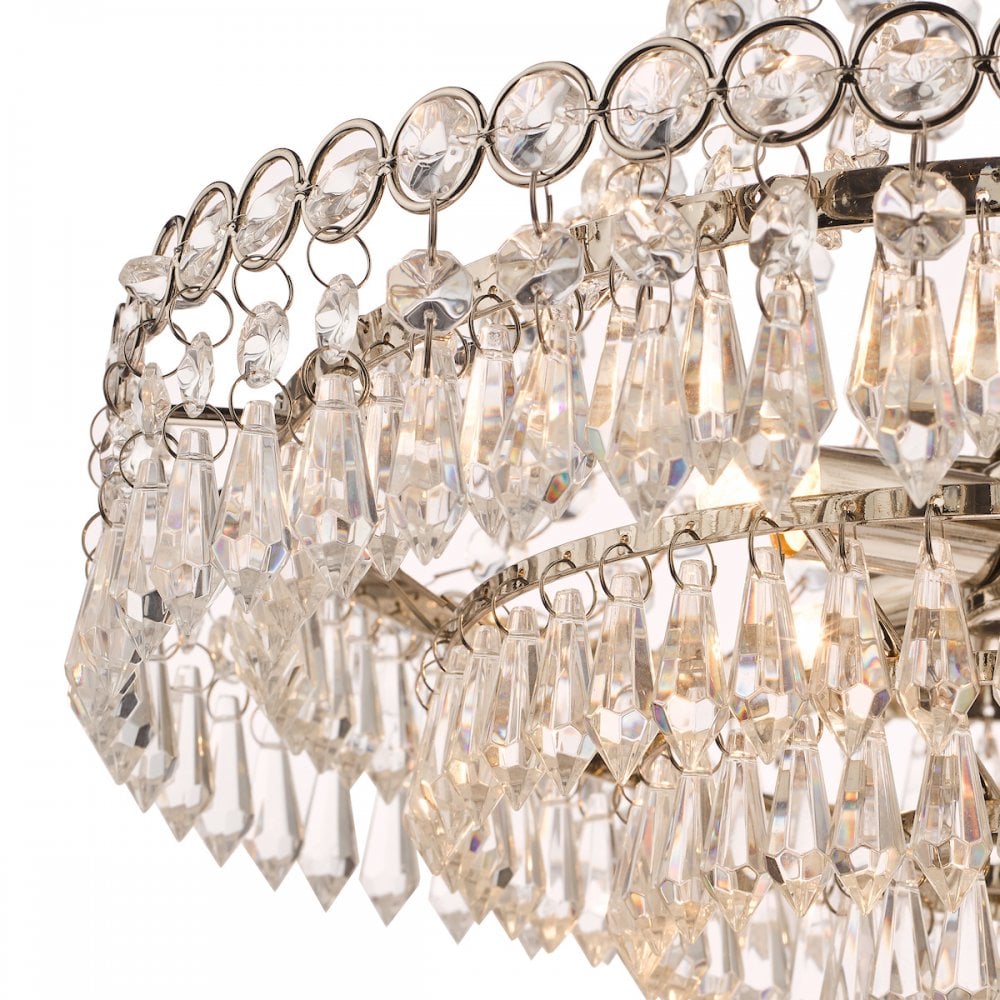 Enid Ceiling Chandelier In Polished Nickel Finish And Crystal Glass LA3691119-Q