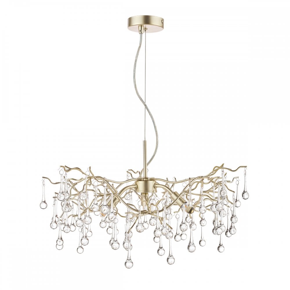 Willow 3 Light Ceiling Pendant In Satin Champagne With Crystal Glass LA3734644-Q