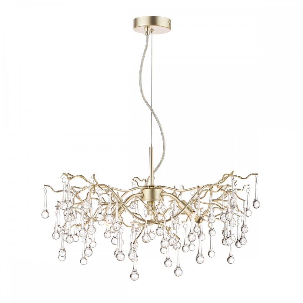 Willow 3 Light Ceiling Pendant In Satin Champagne With Crystal Glass LA3734644-Q