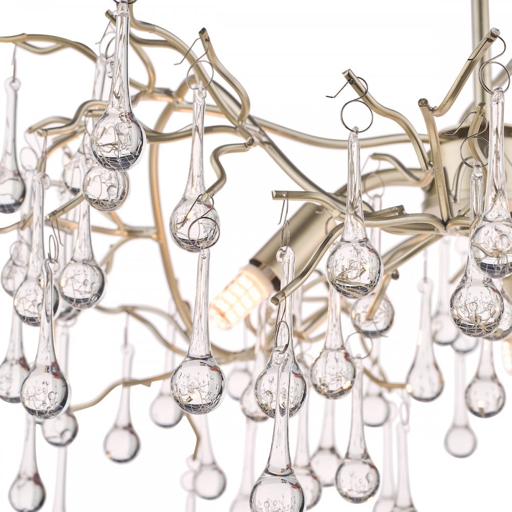 Willow 3 Light Ceiling Pendant In Satin Champagne With Crystal Glass LA3734644-Q