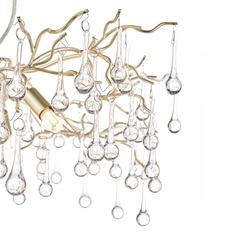Willow 3 Light Ceiling Pendant In Satin Champagne With Crystal Glass LA3734644-Q