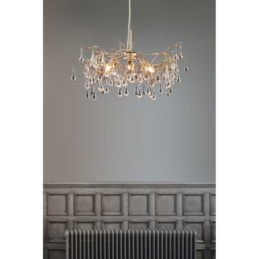 Willow 3 Light Ceiling Pendant In Satin Champagne With Crystal Glass LA3734644-Q