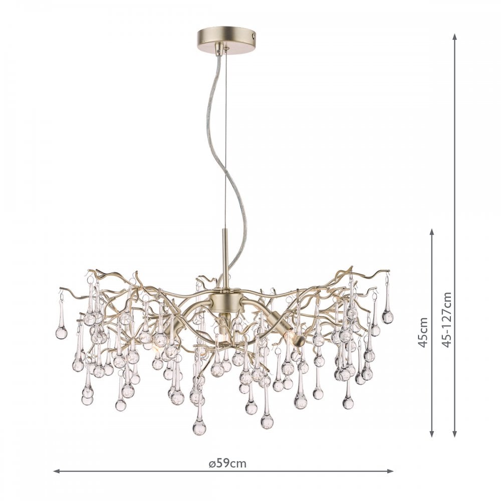Willow 3 Light Ceiling Pendant In Satin Champagne With Crystal Glass LA3734644-Q