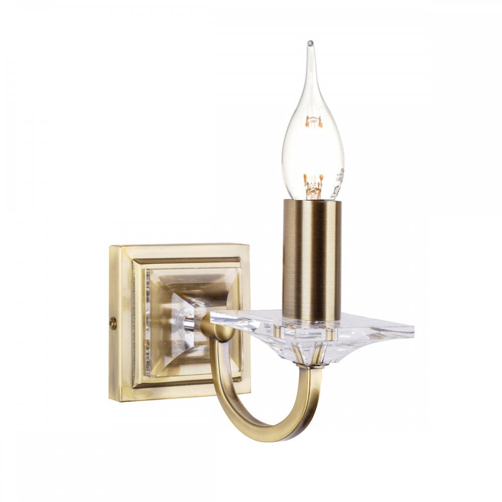 Carson Crystal 1 Light Wall Light In Antique Brass Finish LA3727735-Q