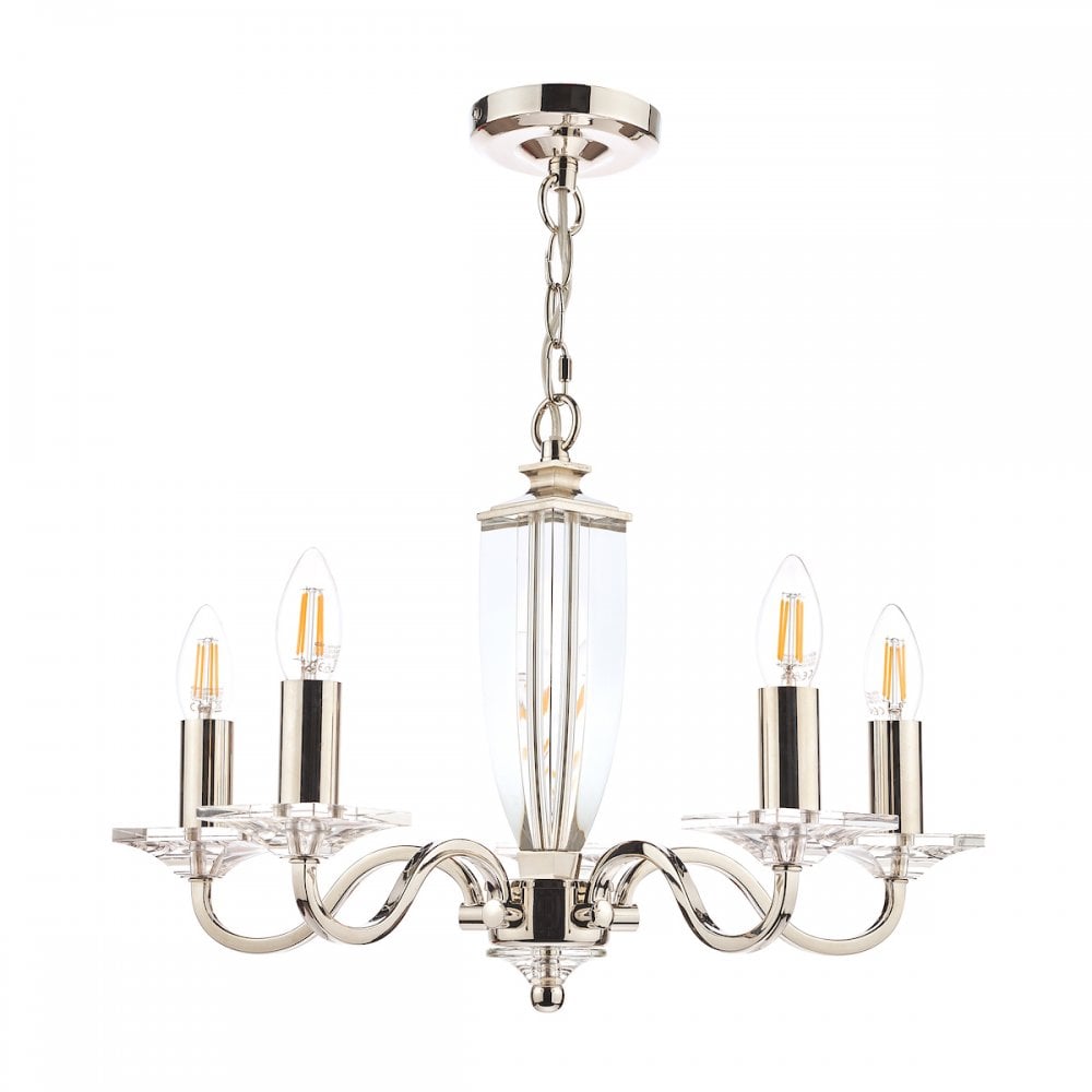 Carson Crystal 5 Light Chandelier In Polished Nickel Finish LA3603223-Q