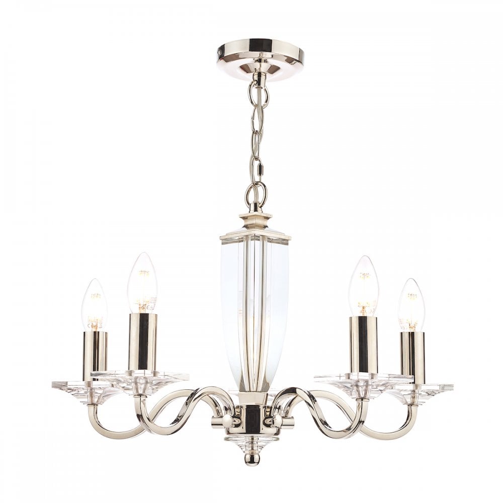 Carson Crystal 5 Light Chandelier In Polished Nickel Finish LA3603223-Q