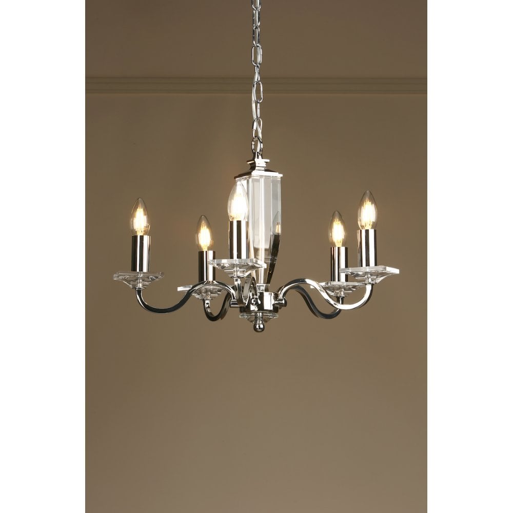 Carson Crystal 5 Light Chandelier In Polished Nickel Finish LA3603223-Q