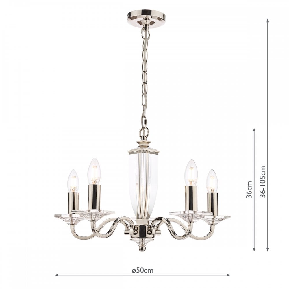 Carson Crystal 5 Light Chandelier In Polished Nickel Finish LA3603223-Q