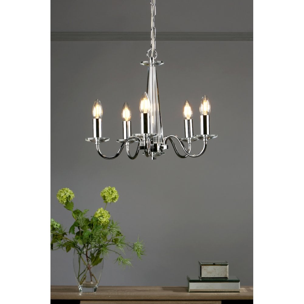 Blake Cut Glass 5 Light Crystal Chandelier In Chrome Finish LA3702763-Q