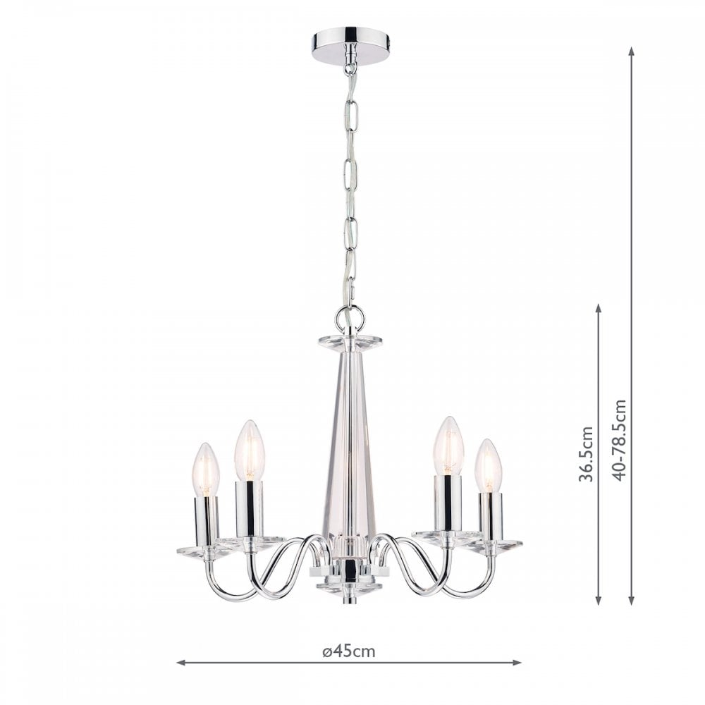 Blake Cut Glass 5 Light Crystal Chandelier In Chrome Finish LA3702763-Q