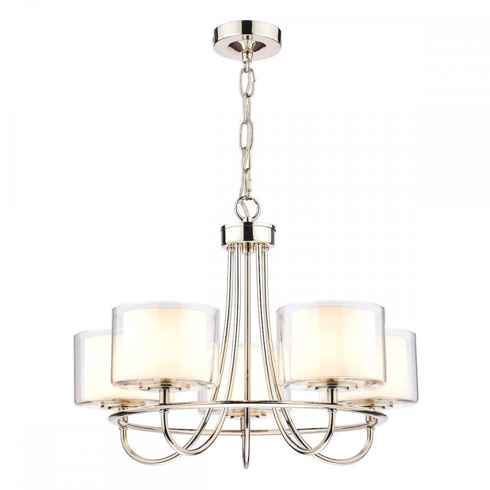Southwell 5 Light Ceiling Chandelier In Polished Nickel With Glass Shades LA3703637-Q