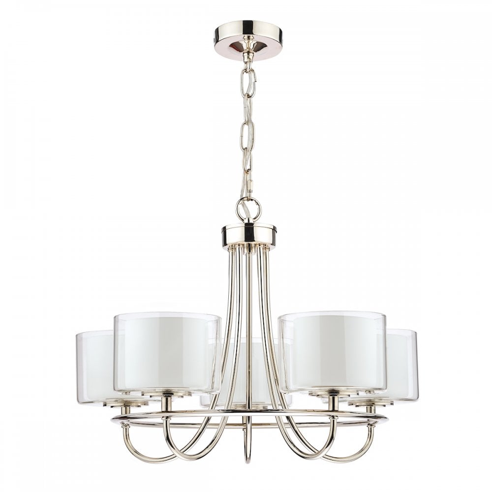 Southwell 5 Light Ceiling Chandelier In Polished Nickel With Glass Shades LA3703637-Q