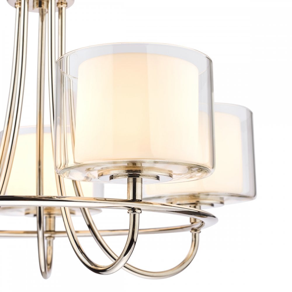 Southwell 5 Light Ceiling Chandelier In Polished Nickel With Glass Shades LA3703637-Q