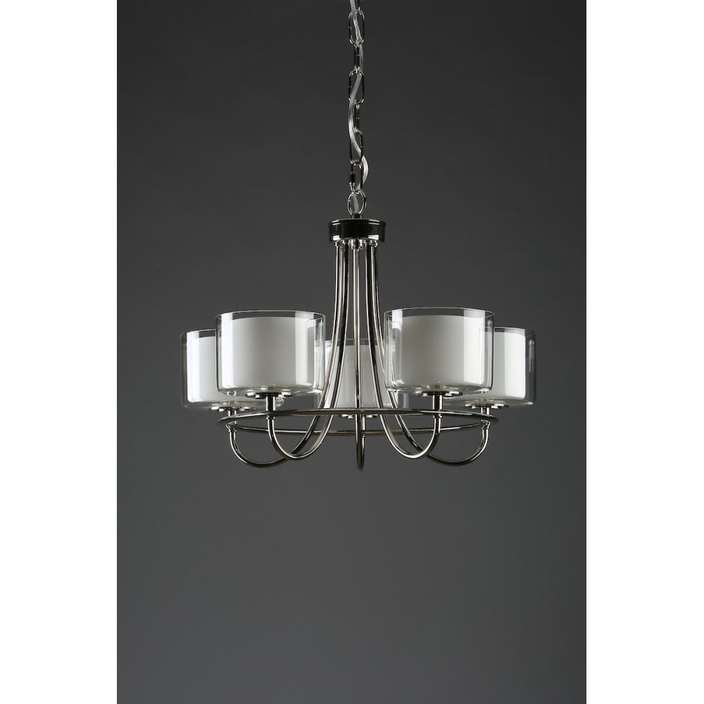 Southwell 5 Light Ceiling Chandelier In Polished Nickel With Glass Shades LA3703637-Q