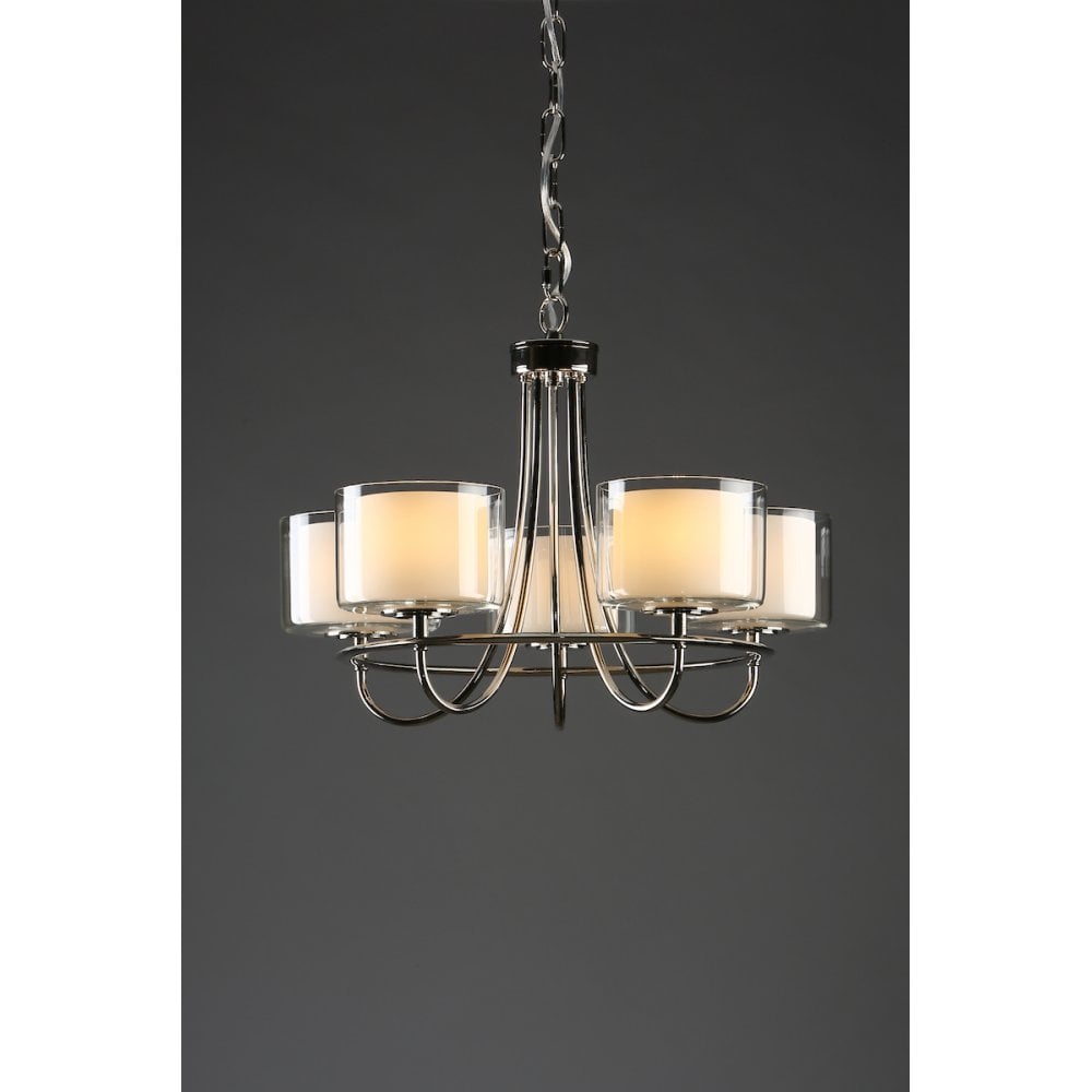 Southwell 5 Light Ceiling Chandelier In Polished Nickel With Glass Shades LA3703637-Q